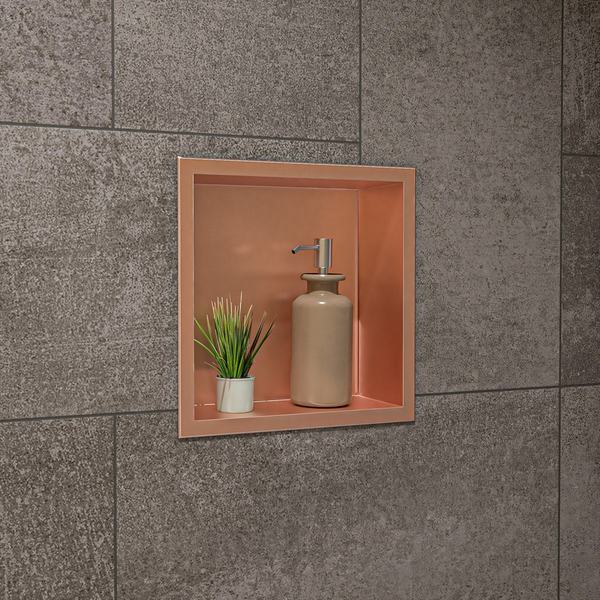 Alfi Brand 12" x 12" Brushed Copper PVD Stainless Steel Square Single Shelf Shower Niche ABNP1212-BC